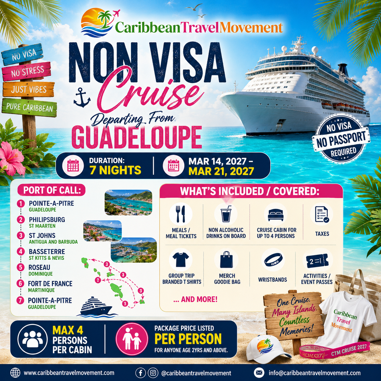 Mar 14, 2027 - 2027  Mar 21,Departing Guadeloupe 7 Nights Cruise Package